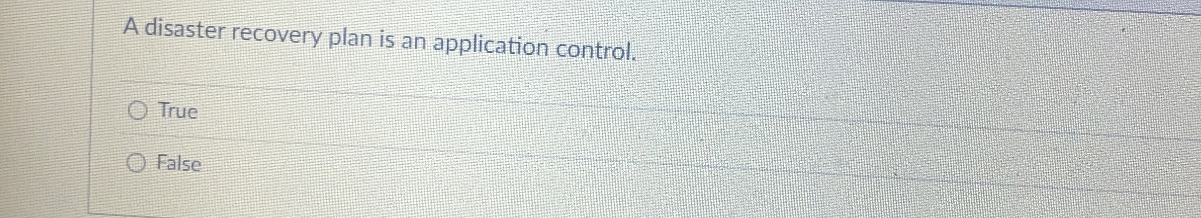 A disaster recovery plan is an application