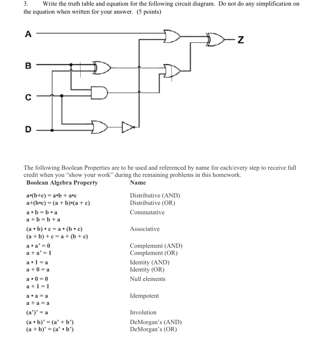 Write the truth table and equation for the