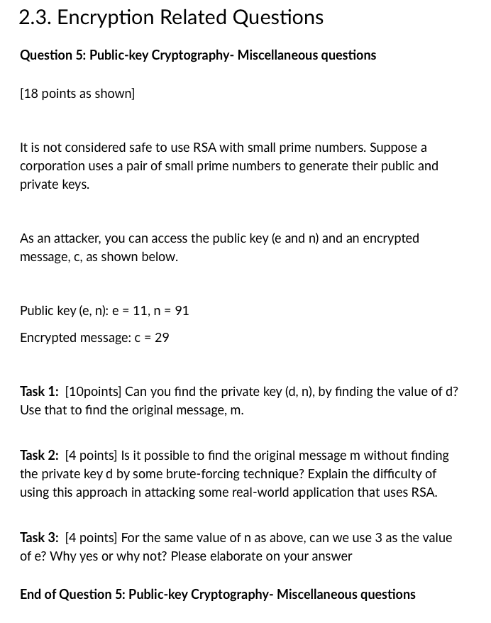 2 . 3 . Encryption Related Questions Question 5 :