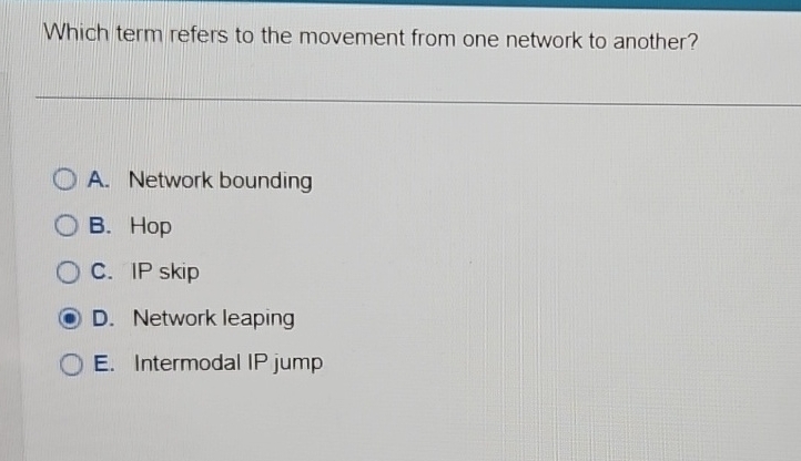 Which term refers to the movement from one