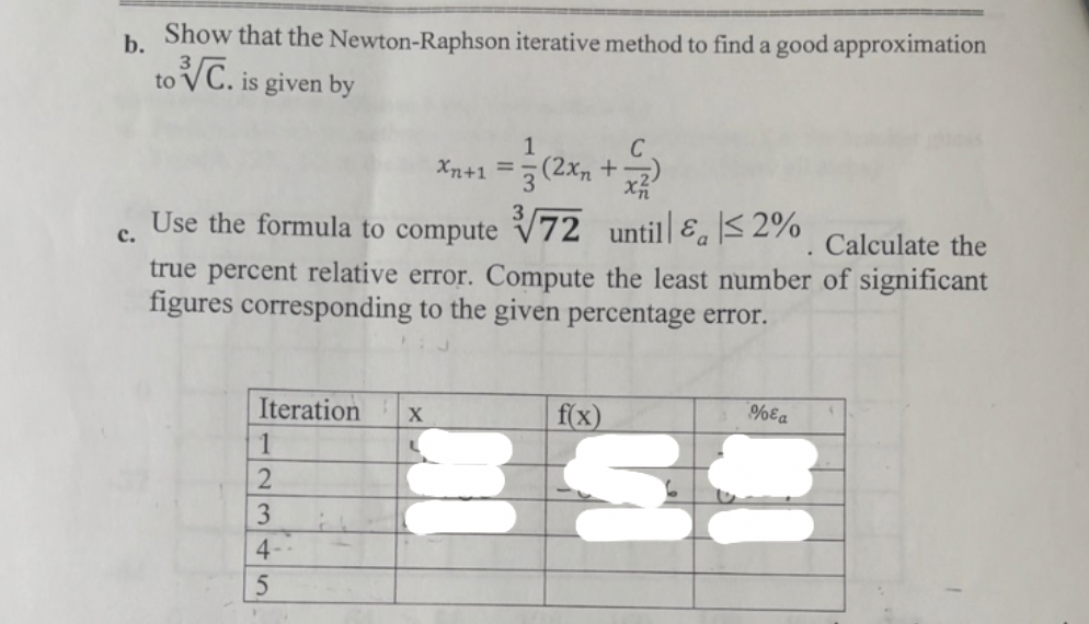 b . Show that the Newton - Raphson iterative
