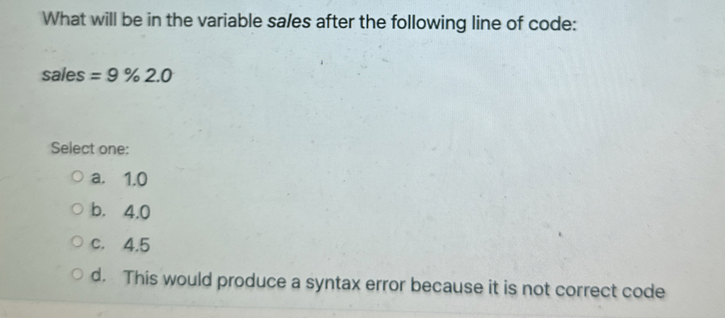 What will be in the variable sales after the