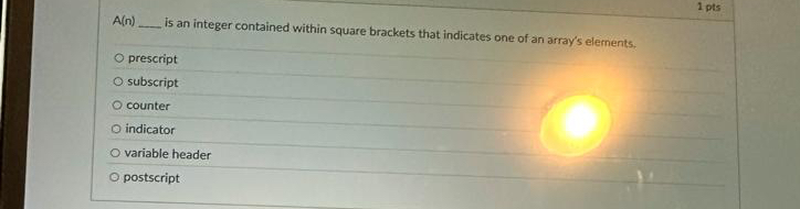 1 pts A ( n ) q , Is an integer contained within