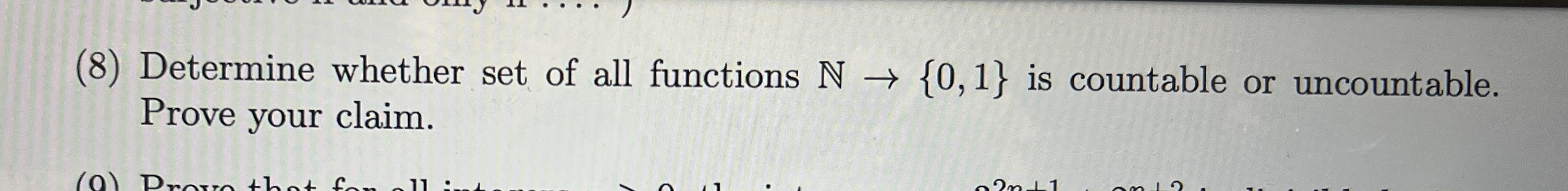 ( 8 ) Determine whether set of all functions N {