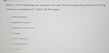 Which of the following are examples of tasks that