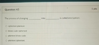 Question 4 3 1 pts The process of changing into