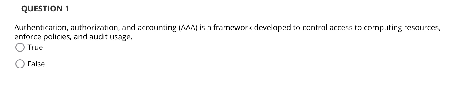 QUESTION 1 Authentication, authorization, and