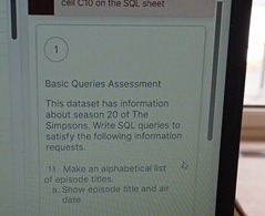 ces cIO on the SQL sheet Basic Queries Assessment