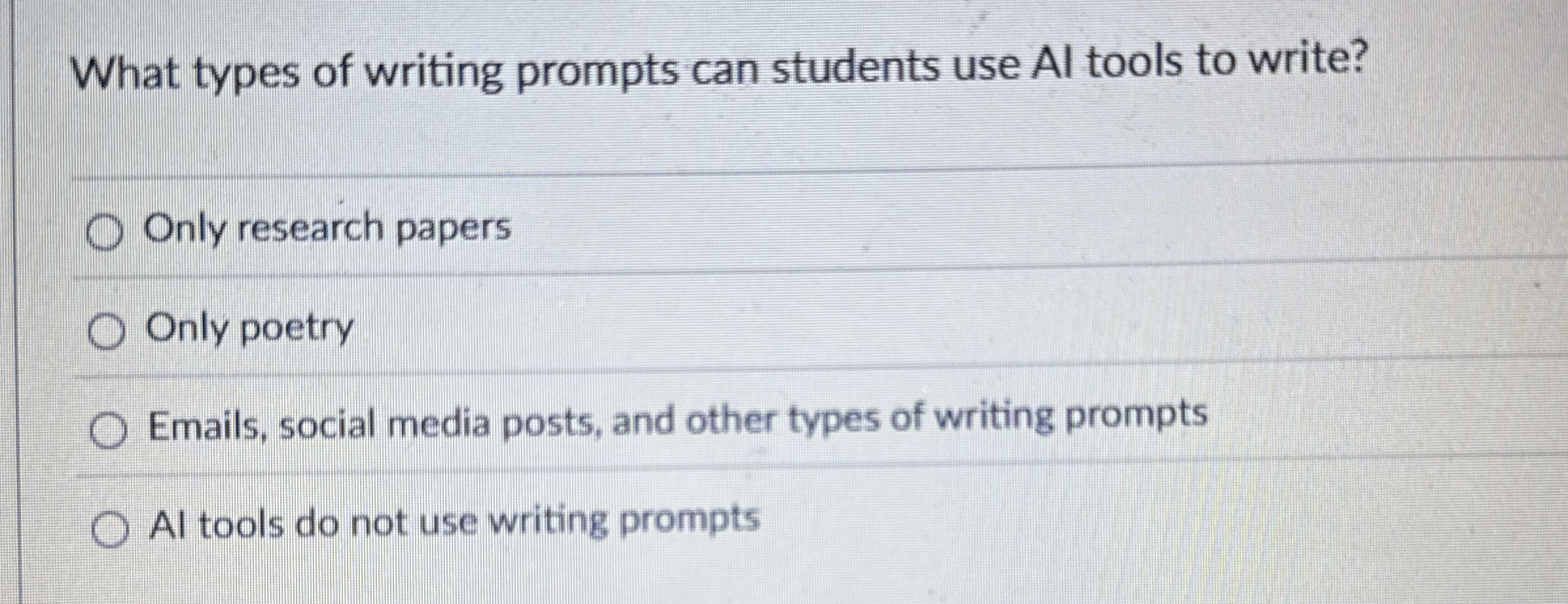 What types of writing prompts can students use Al
