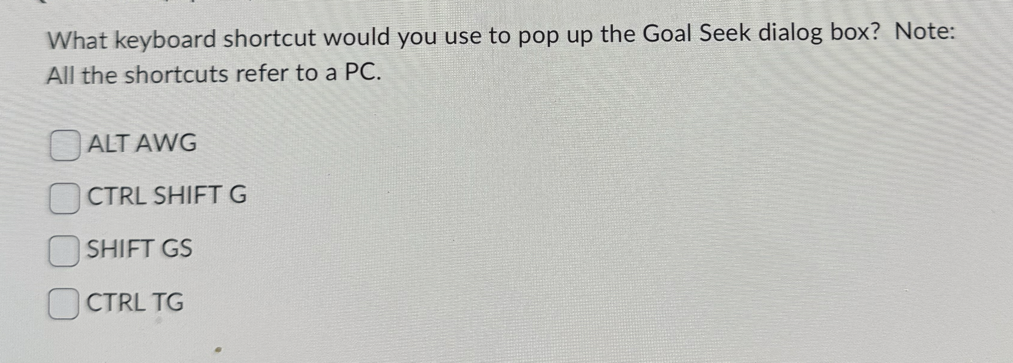 What keyboard shortcut would you use to pop up