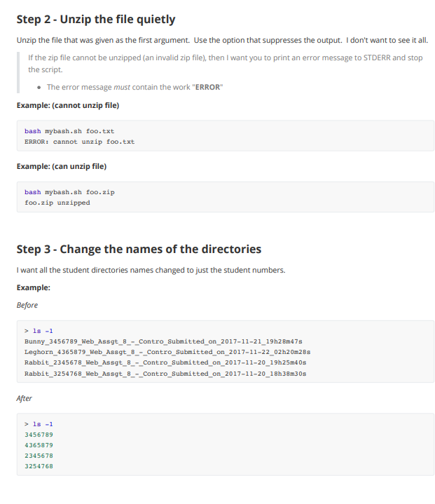( This needs to be coded in a bash script ) Step