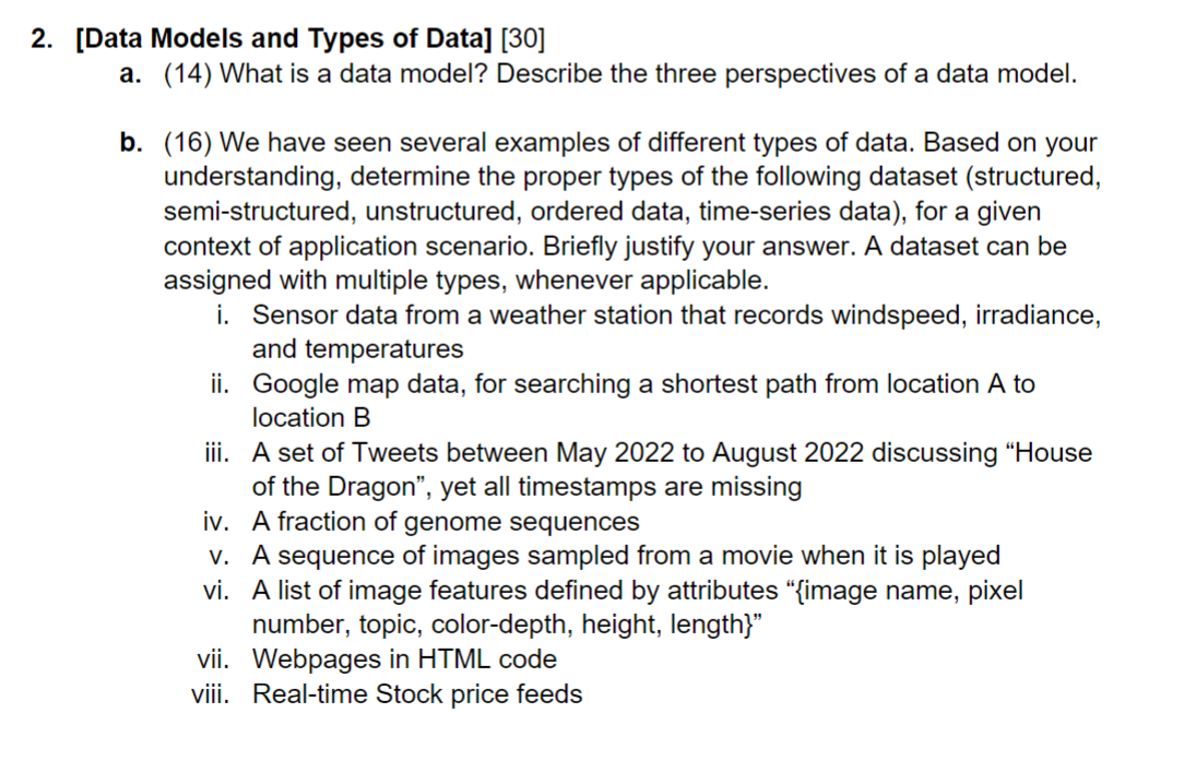 [ Data Models and Types of Data ] [ 3 0 ] a . ( 1