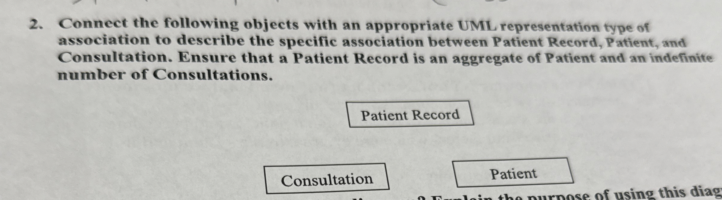 Connect the following objects with an appropriate