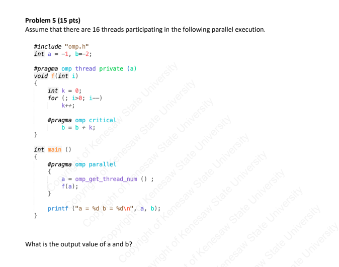 Problem 5 ( 1 5 pts ) Assume that there are 1 6