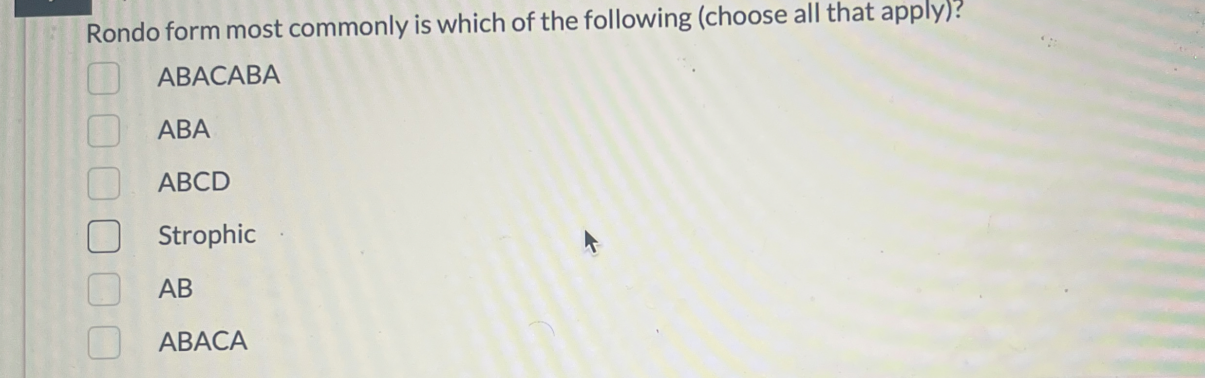 Rondo form most commonly is which of the