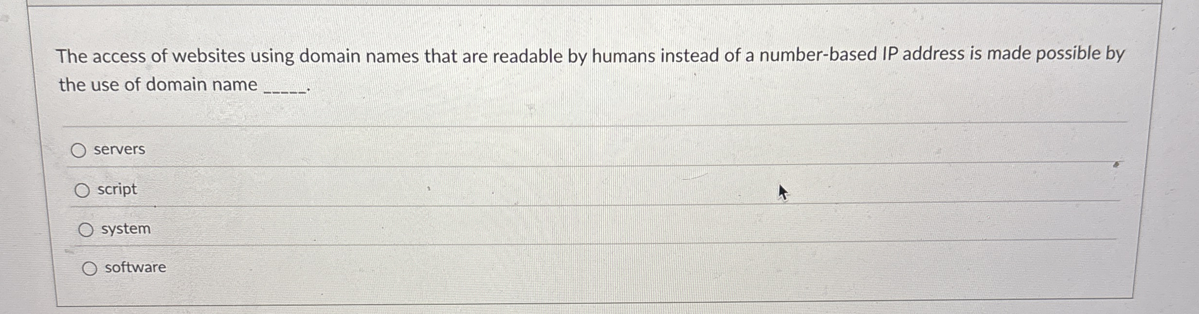 The access of websites using domain names that