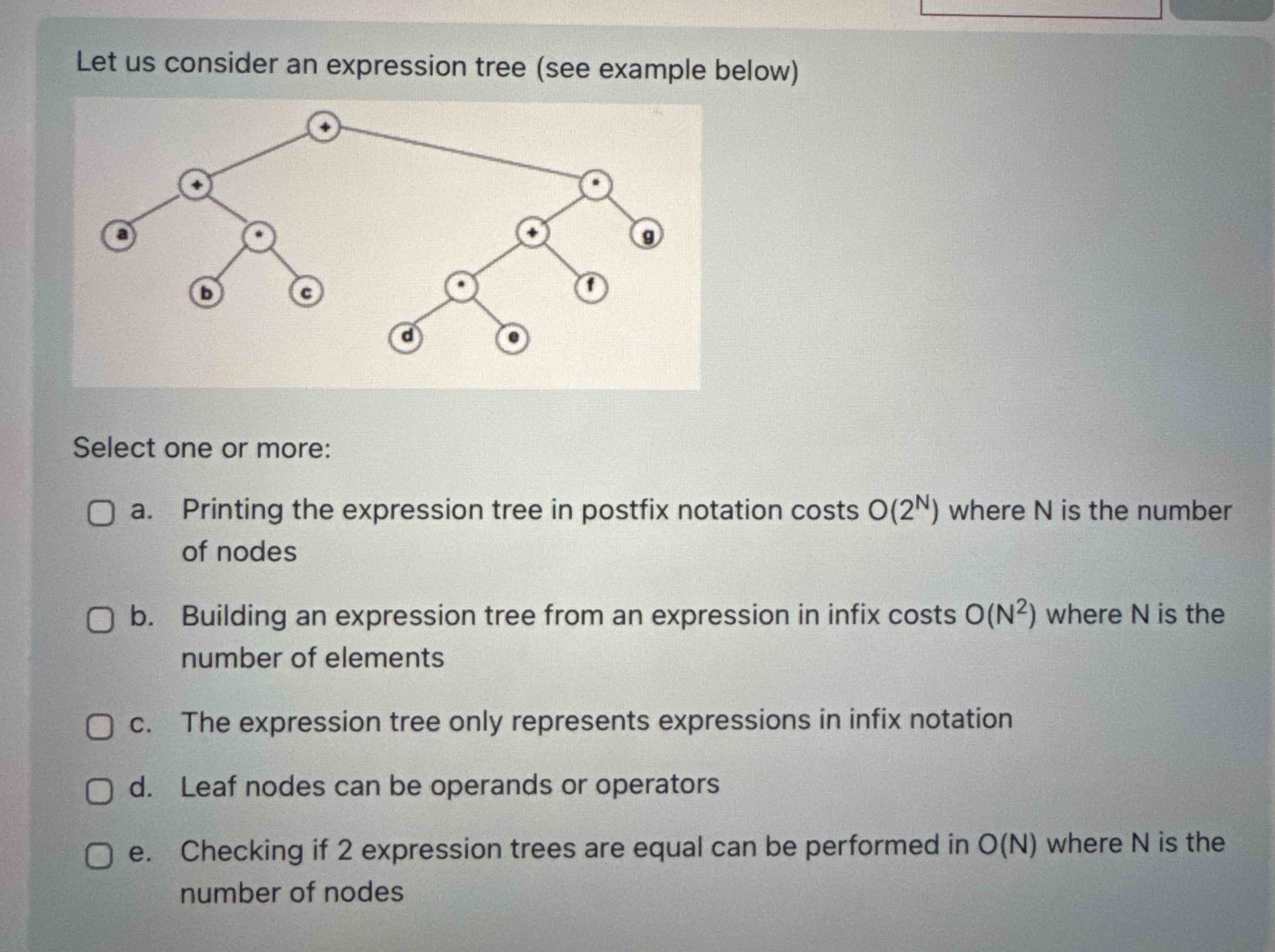 Let us consider an expression tree ( see example