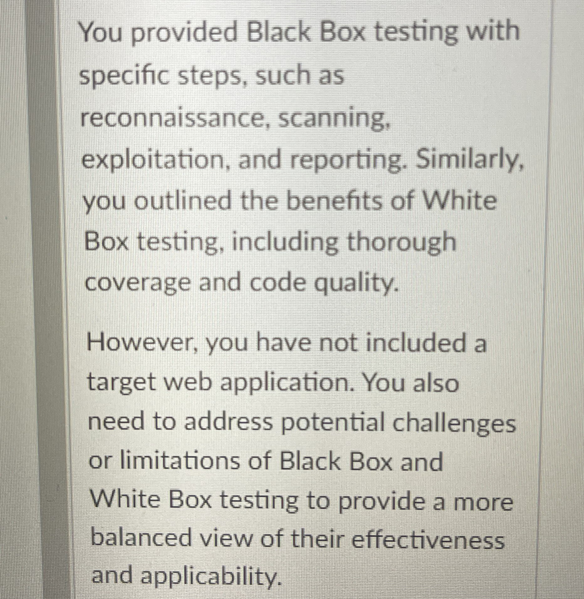 What does this mean You provided Black Box