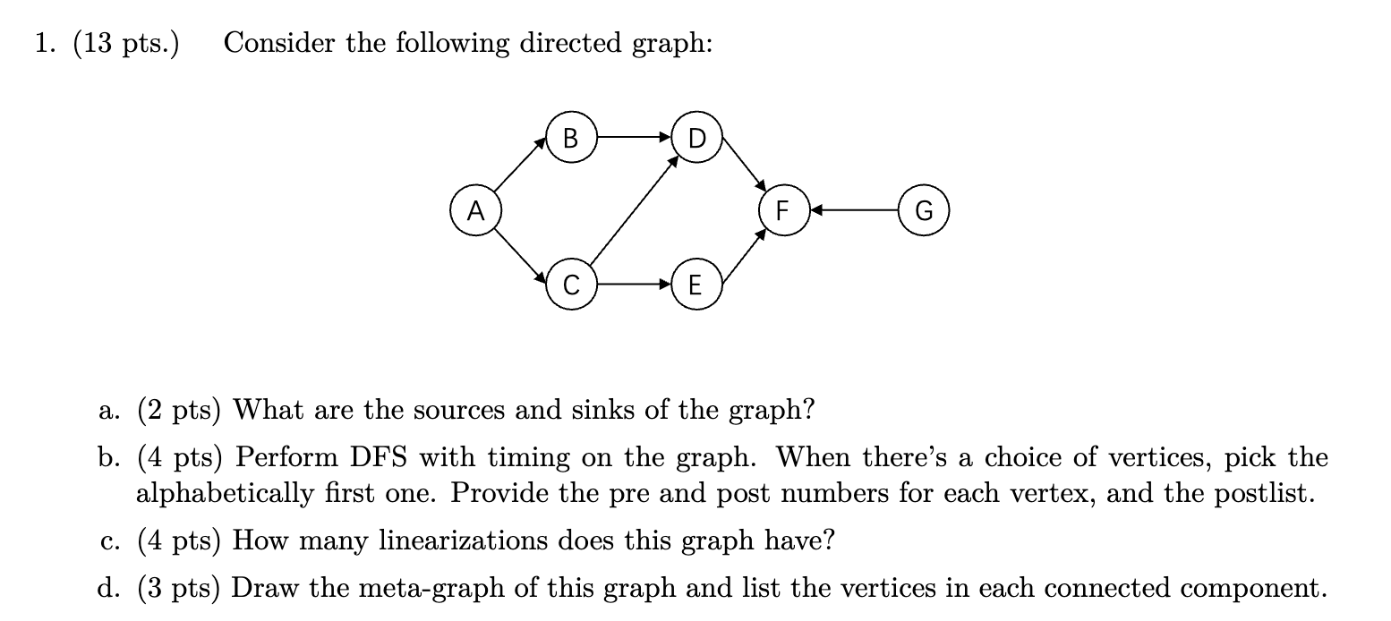 ( 1 3 pts . ) Consider the following directed