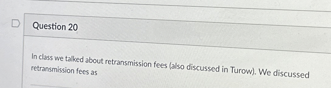 Question 2 0 In class we talked about