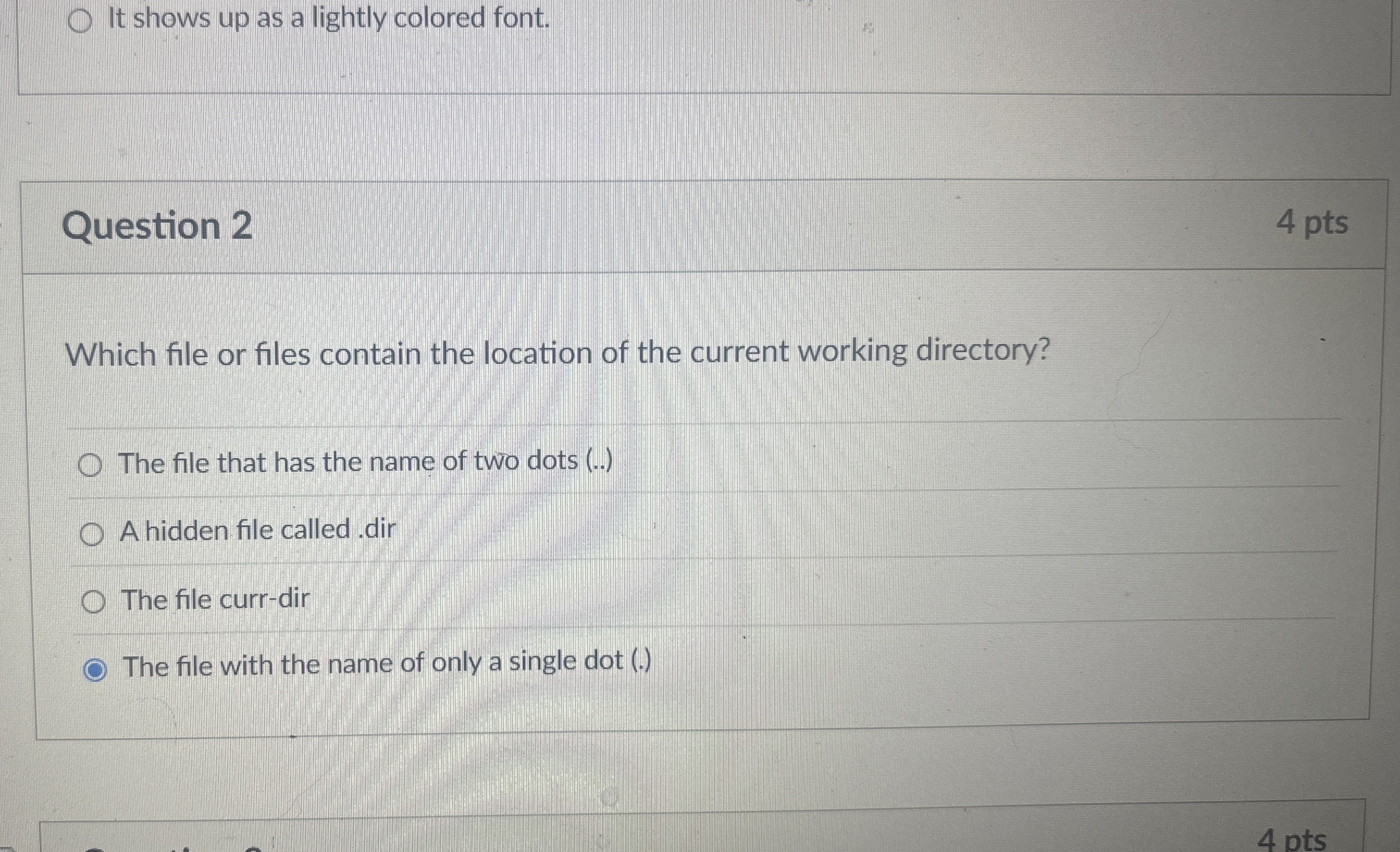 Question 2 Which file or files contain the