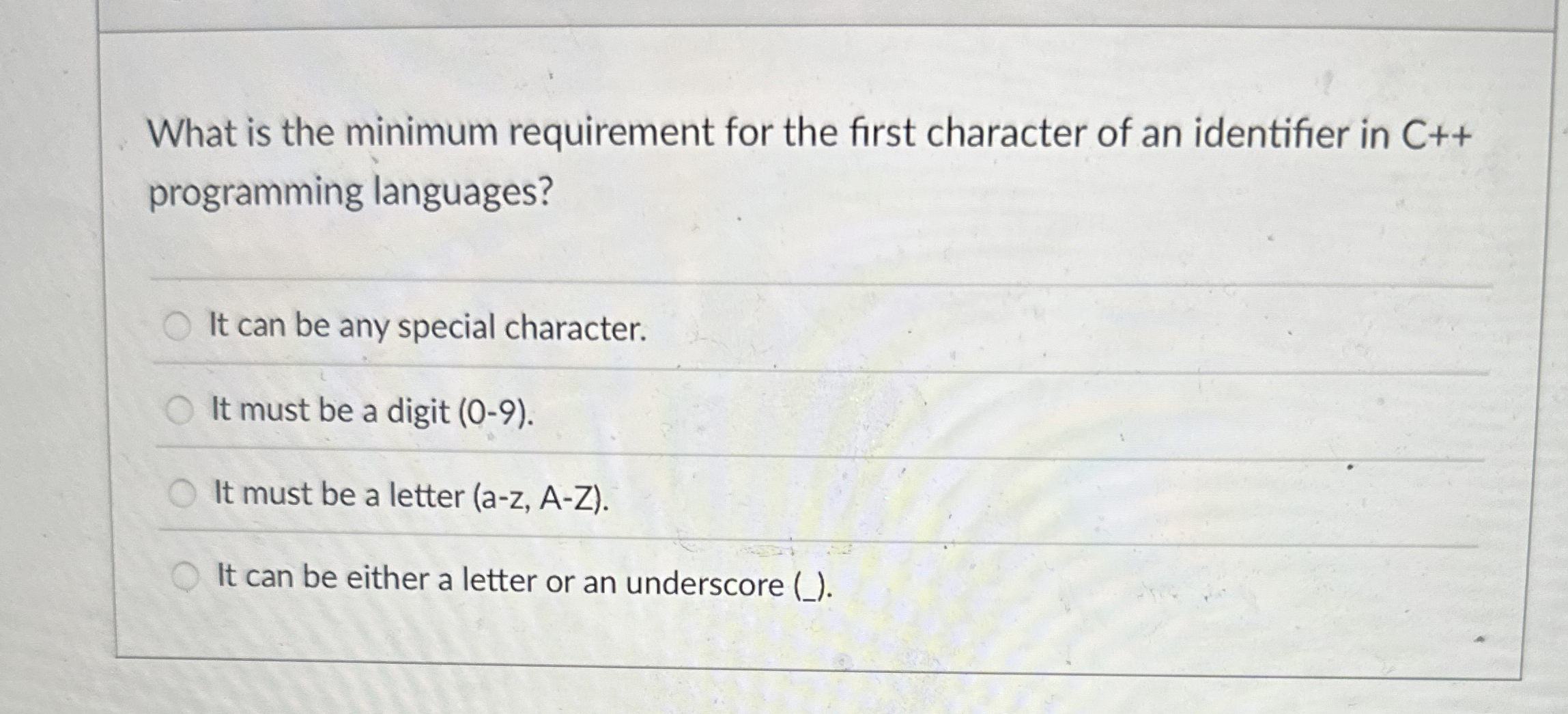 What is the minimum requirement for the first
