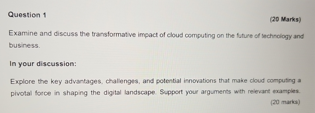 Question 1 ( 2 0 Marks ) Examine and discuss the