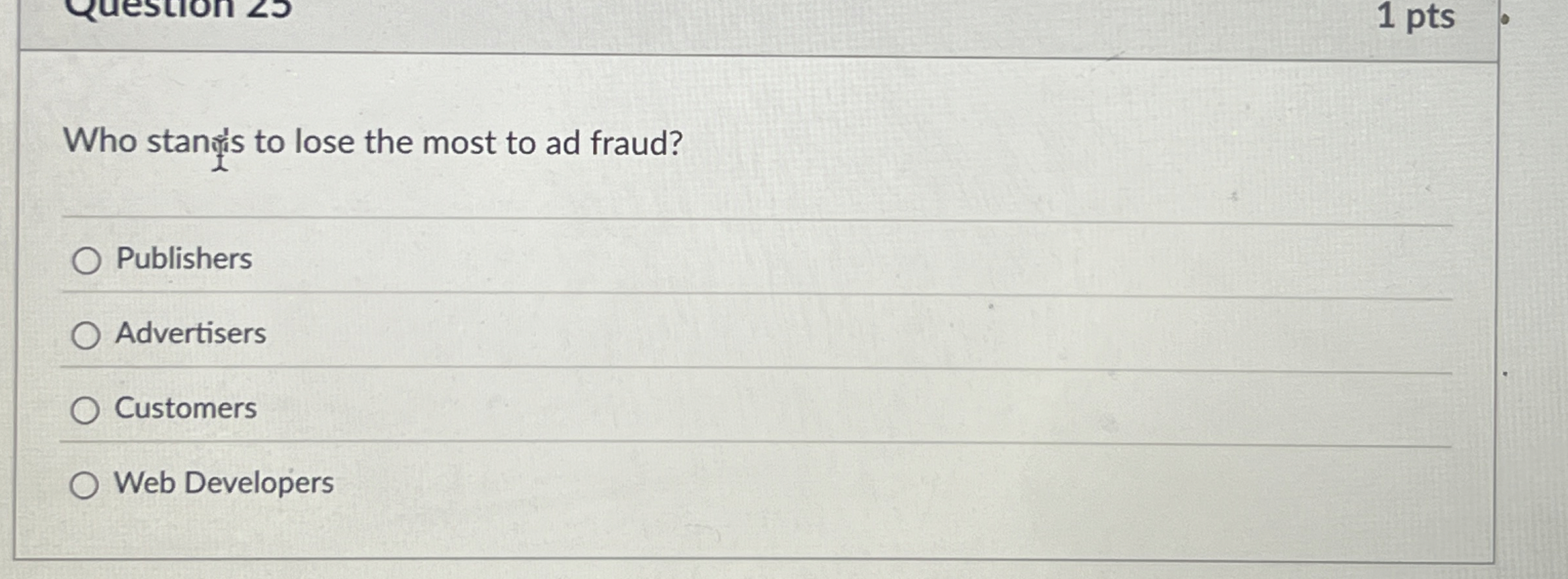 1 pts Who stanis to lose the most to ad fraud?