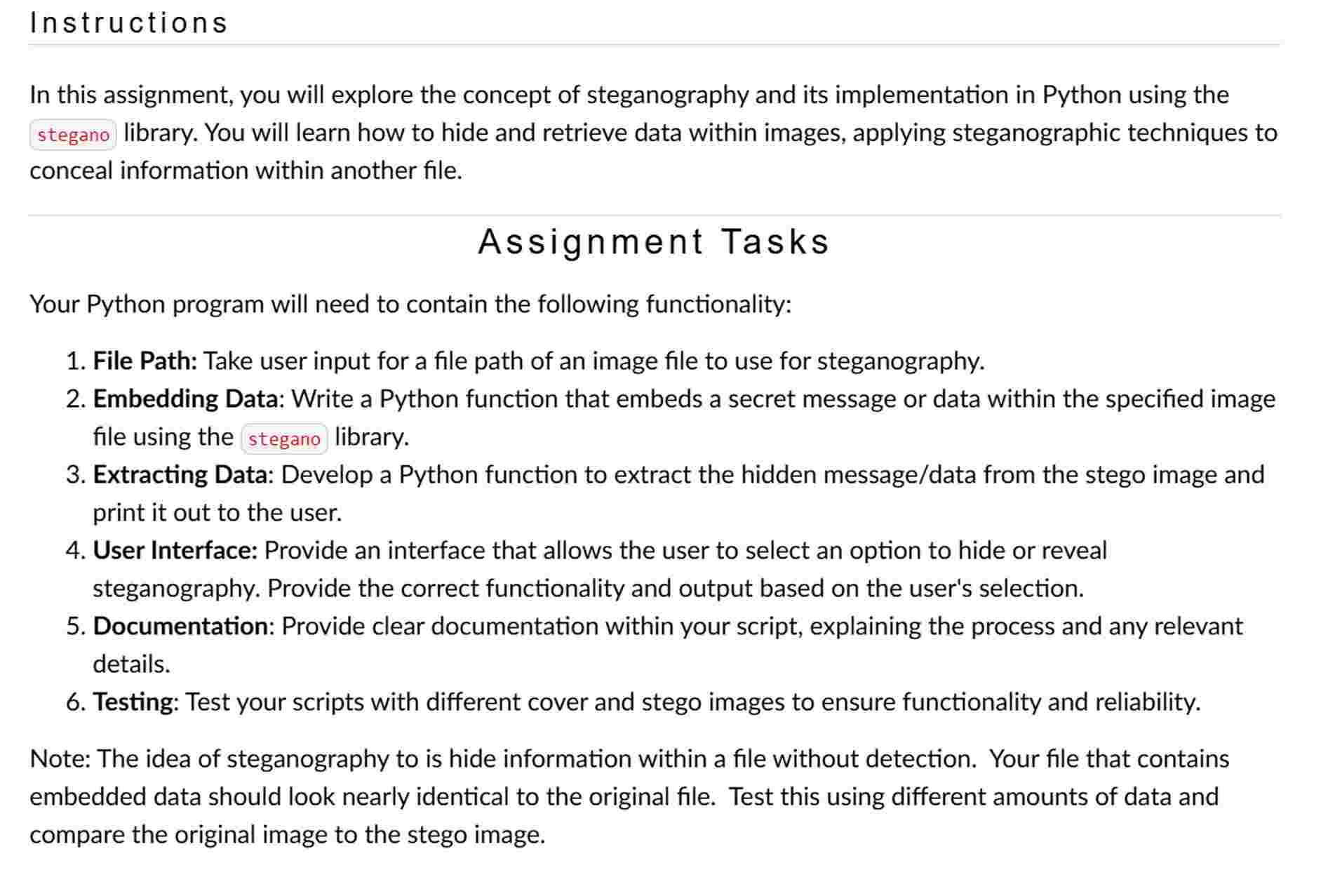 Instructions In this assignment, you will explore