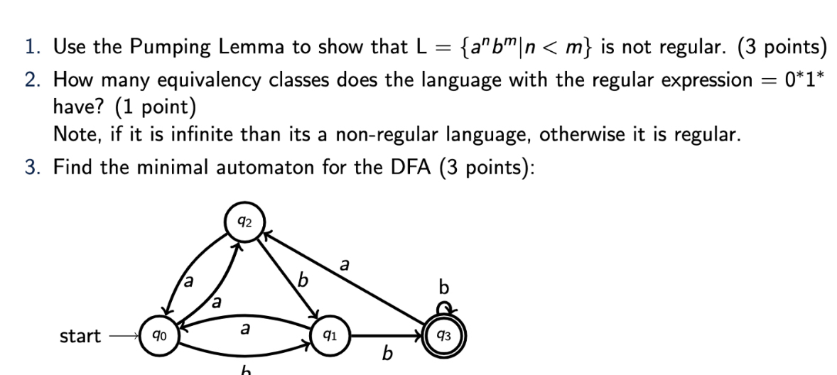 Use the Pumping Lemma to show that = 0 * * 1 * *