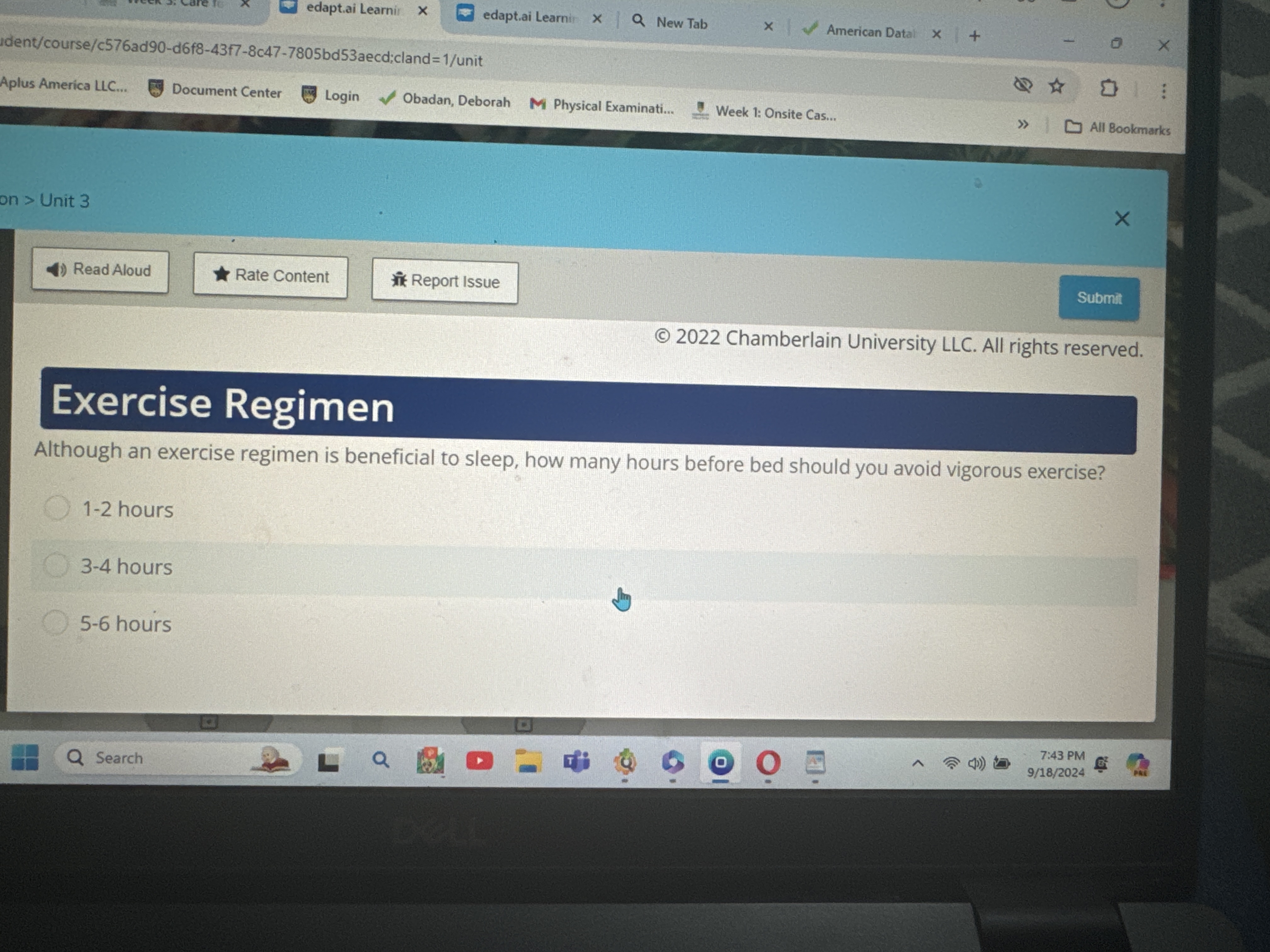 Exercise Regimen Although an exercise regimen is