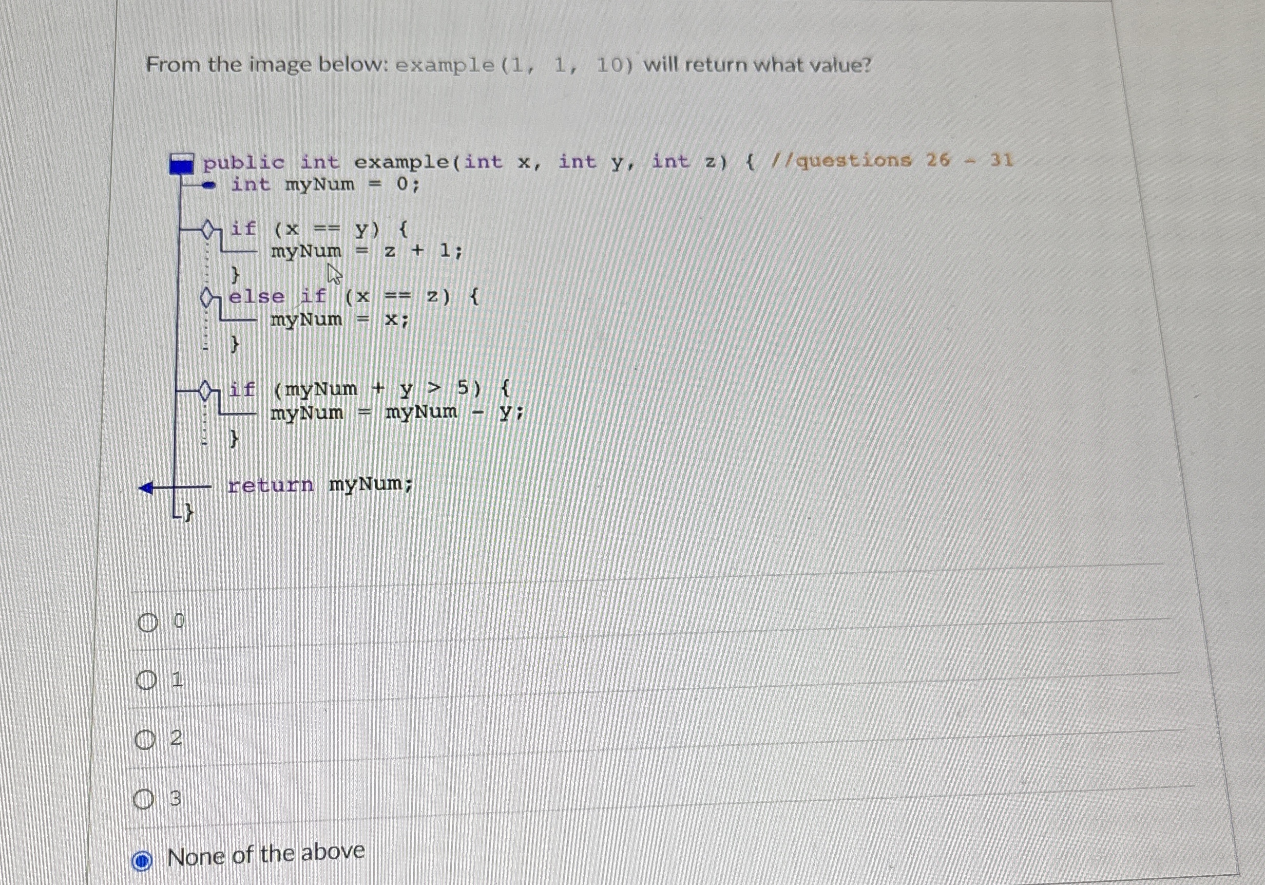  From the image below: example (1,1,10 will return what value? ~public