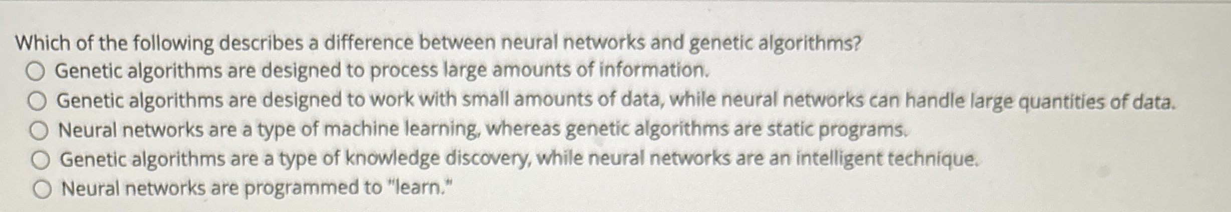 Which of the following describes a difference