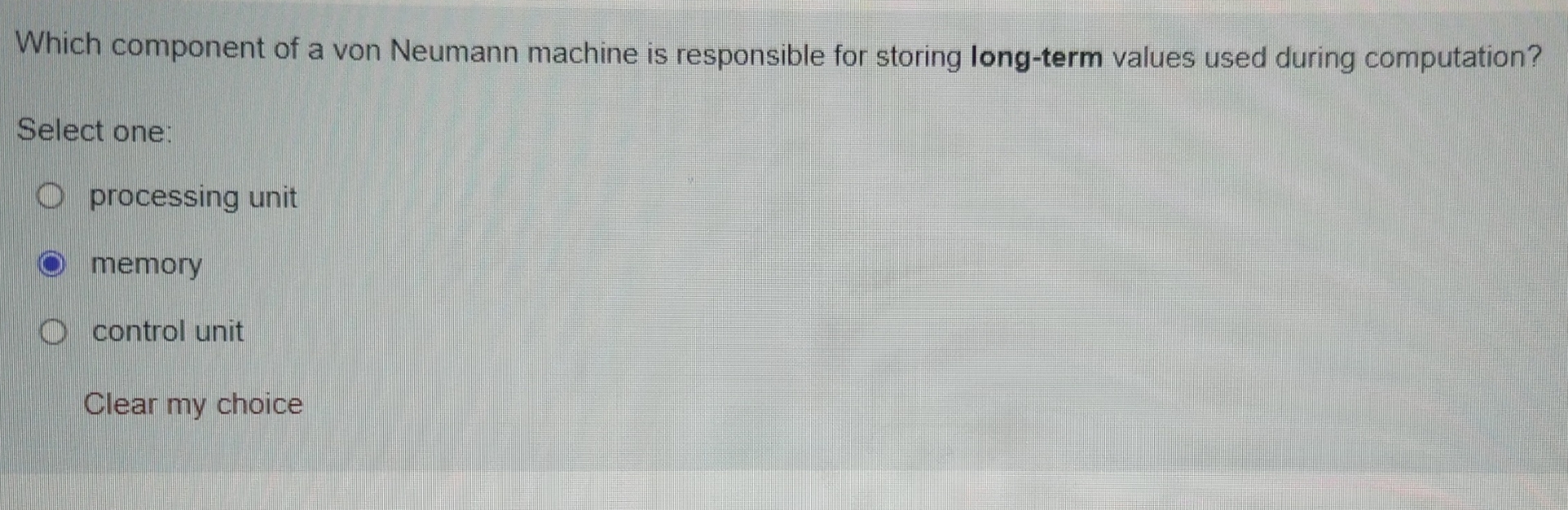 Which component of a von Neumann machine is
