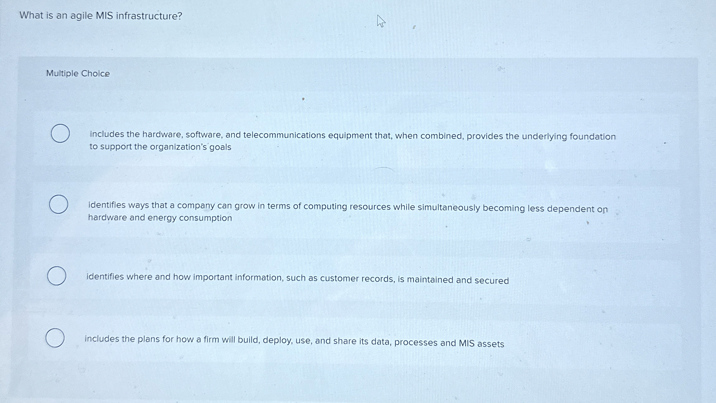 What is an agile MIS infrastructure? Multiple