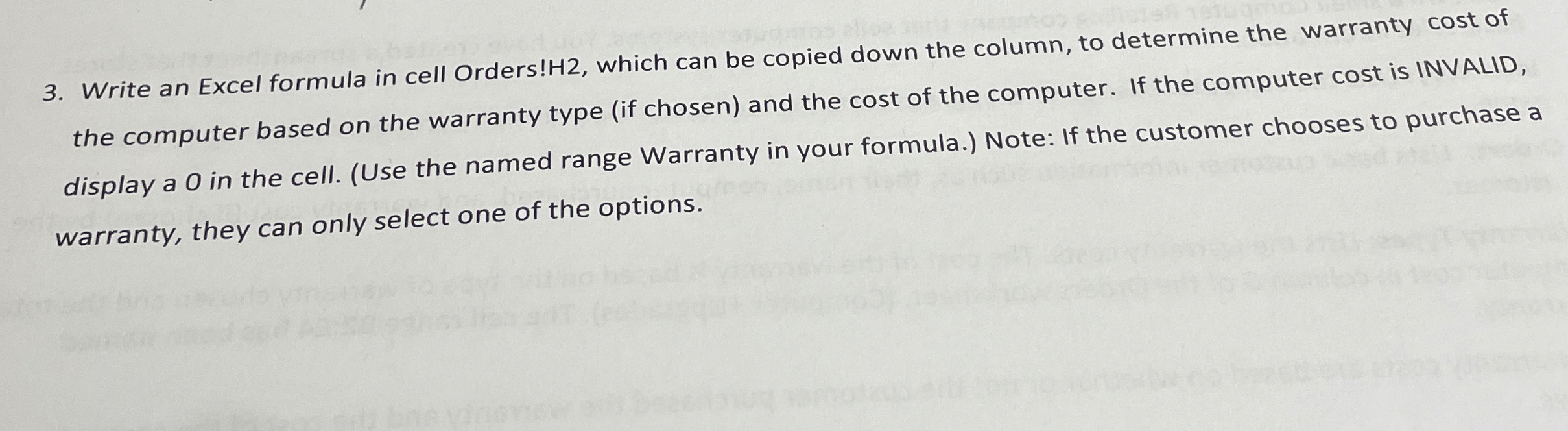 Write an Excel formula in cell Orders! H 2 ,