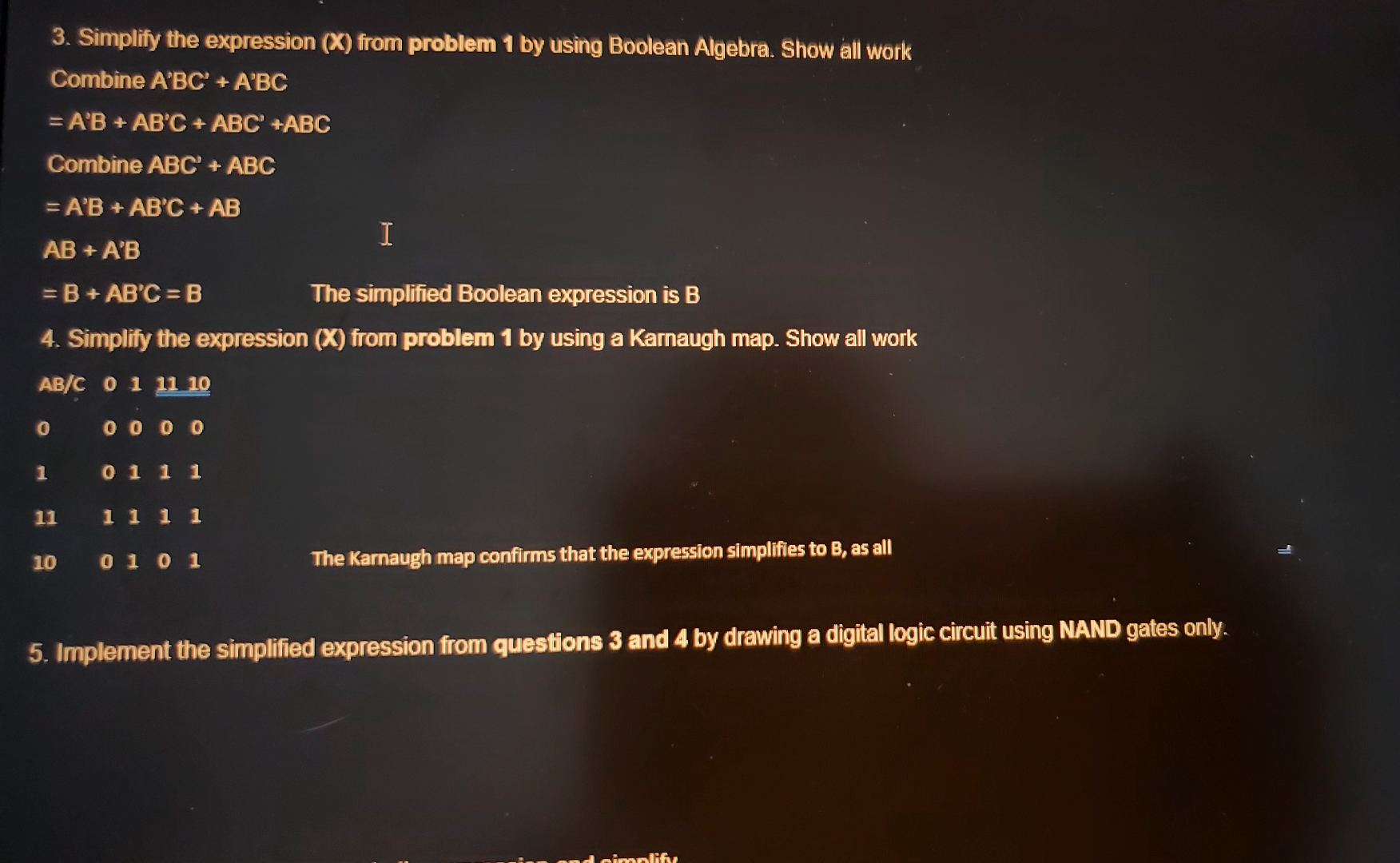 Simplify the expression ( x ) from problem 1 by