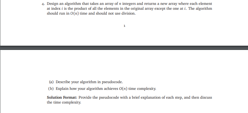 Design an algorithm that takes an array of n