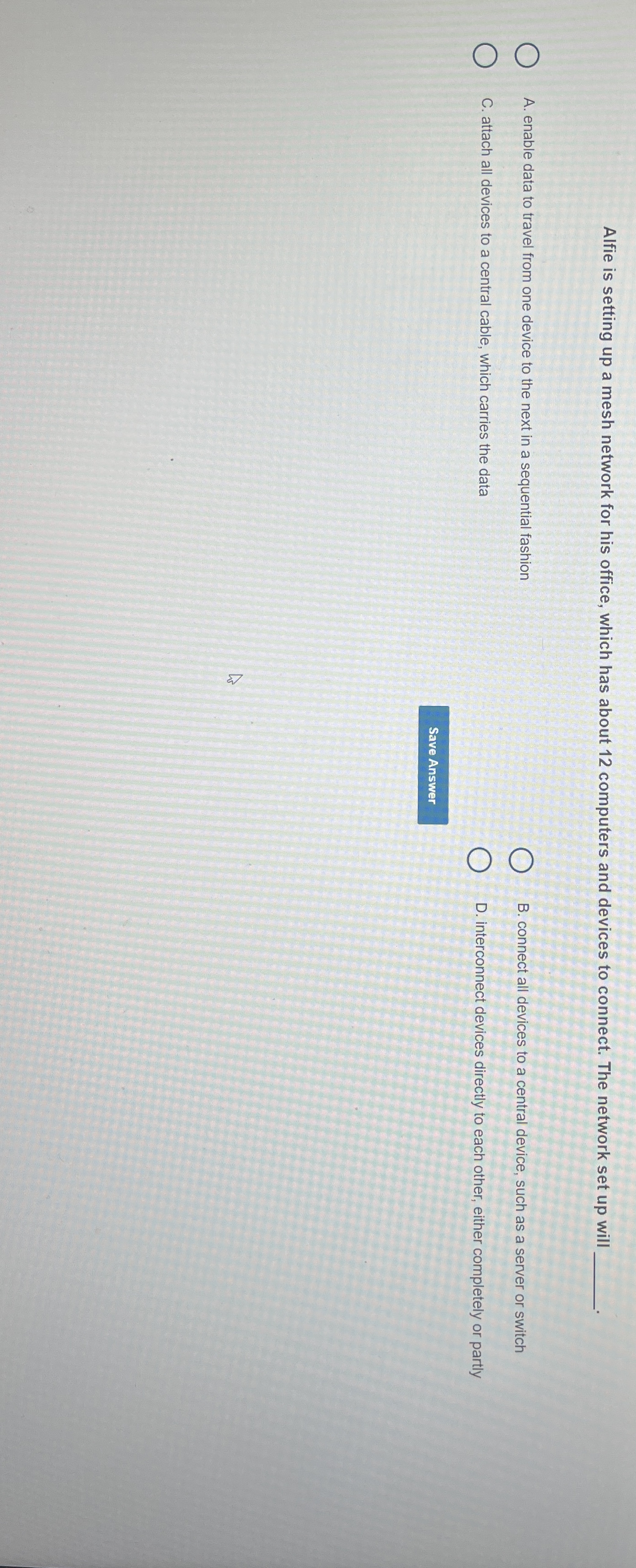 Alfie is setting up a mesh network for his
