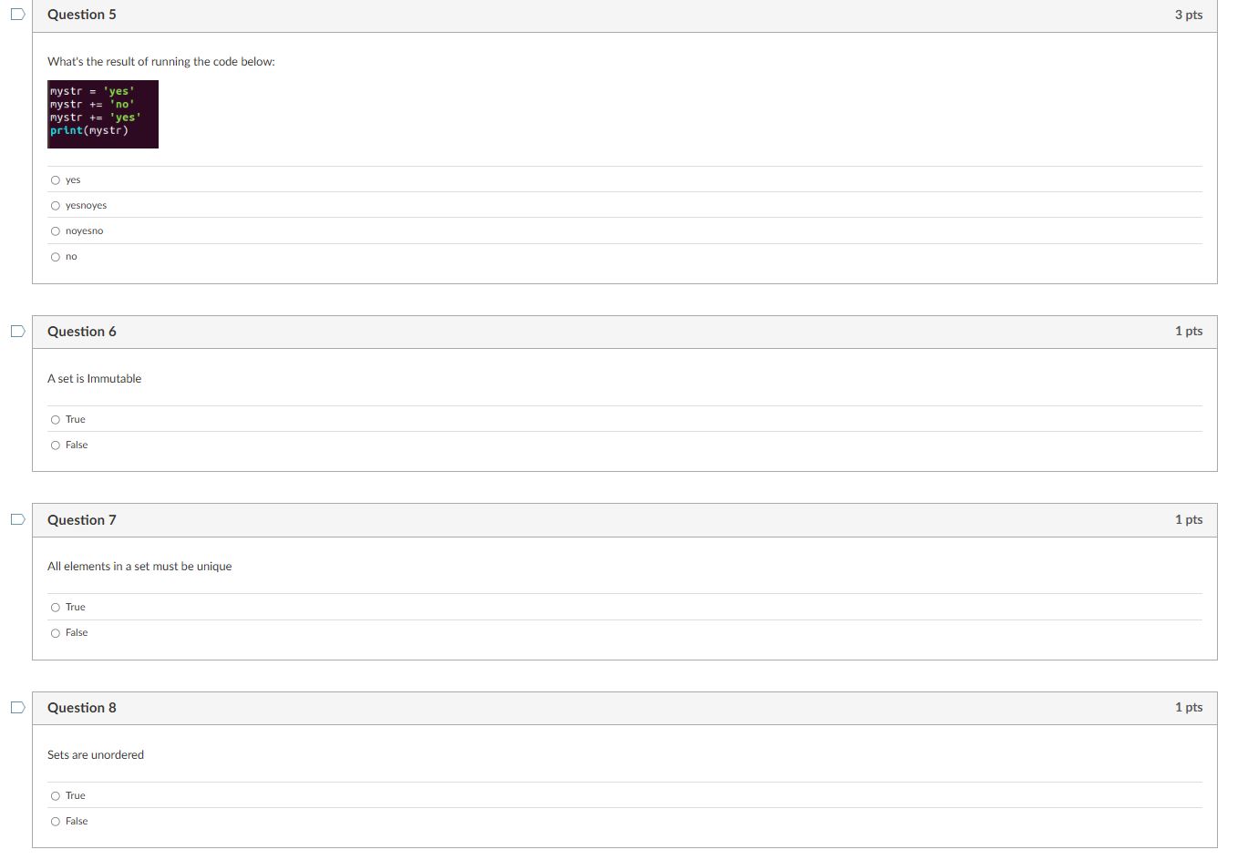 Question 5 What's the result of running the code
