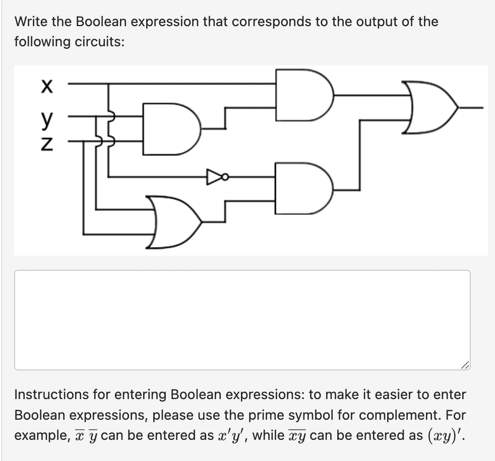Write the Boolean expression that corresponds to