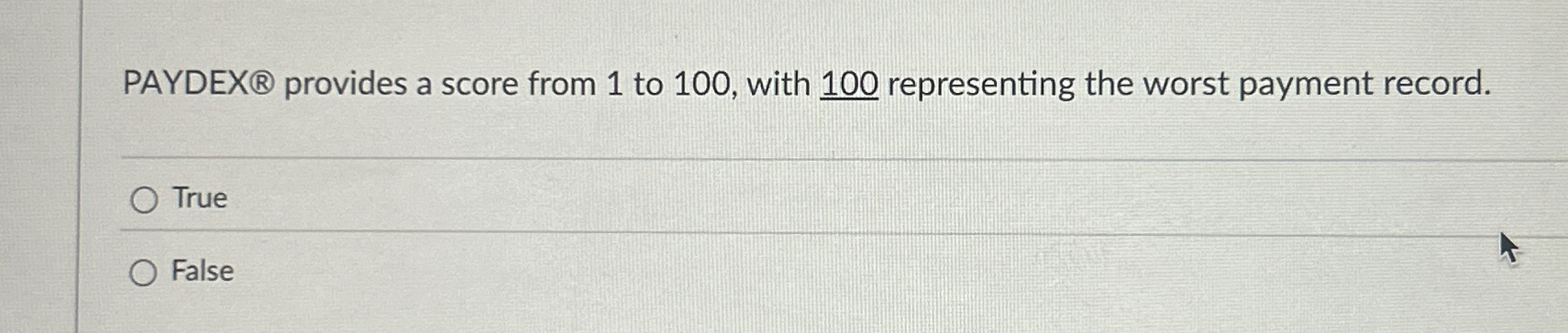 PAYDEX provides a score from 1 to 1 0 0 , with 1