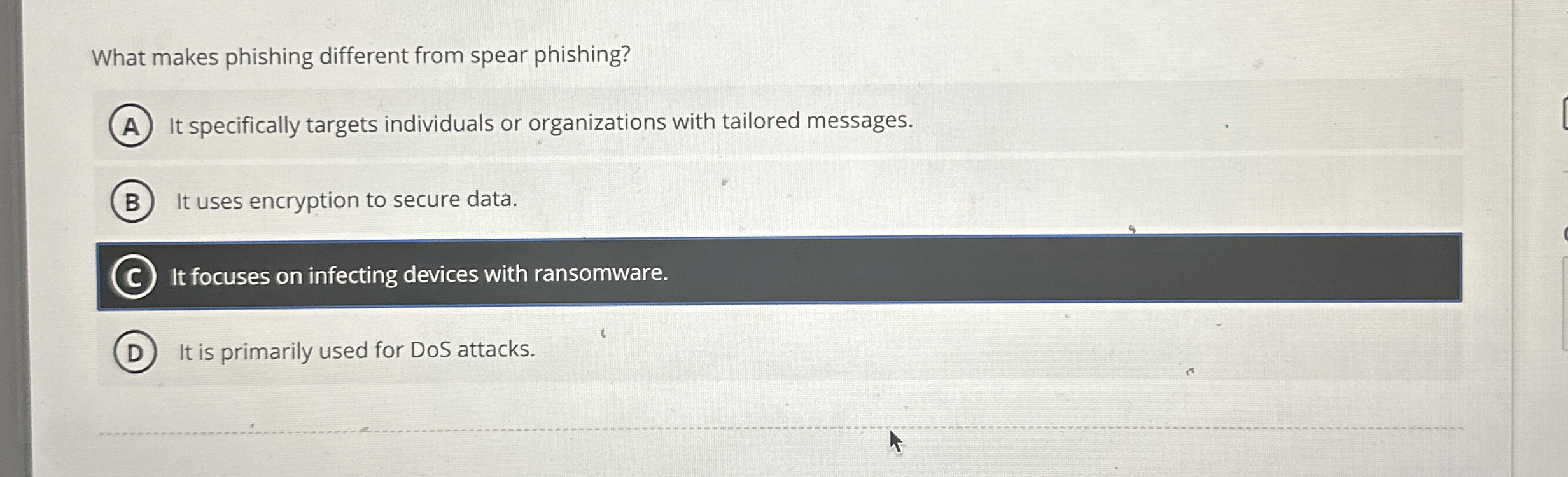 What makes phishing different from spear