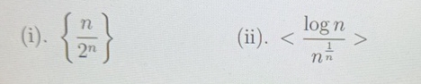 ( i ) . { n 2 n } ( ii ) . ( : < l o g n n 1 n :