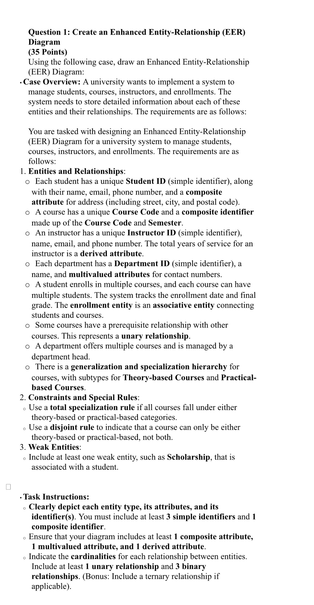 Question 1 : Create an Enhanced Entity -