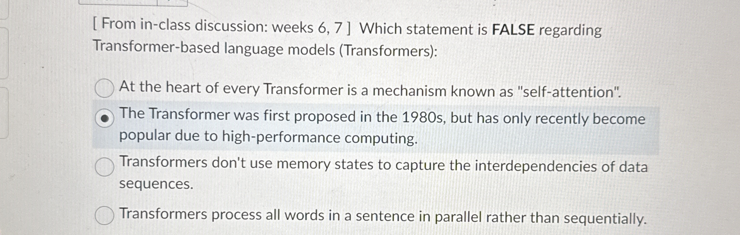 [ From in - class discussion: weeks 6 , 7 ] Which