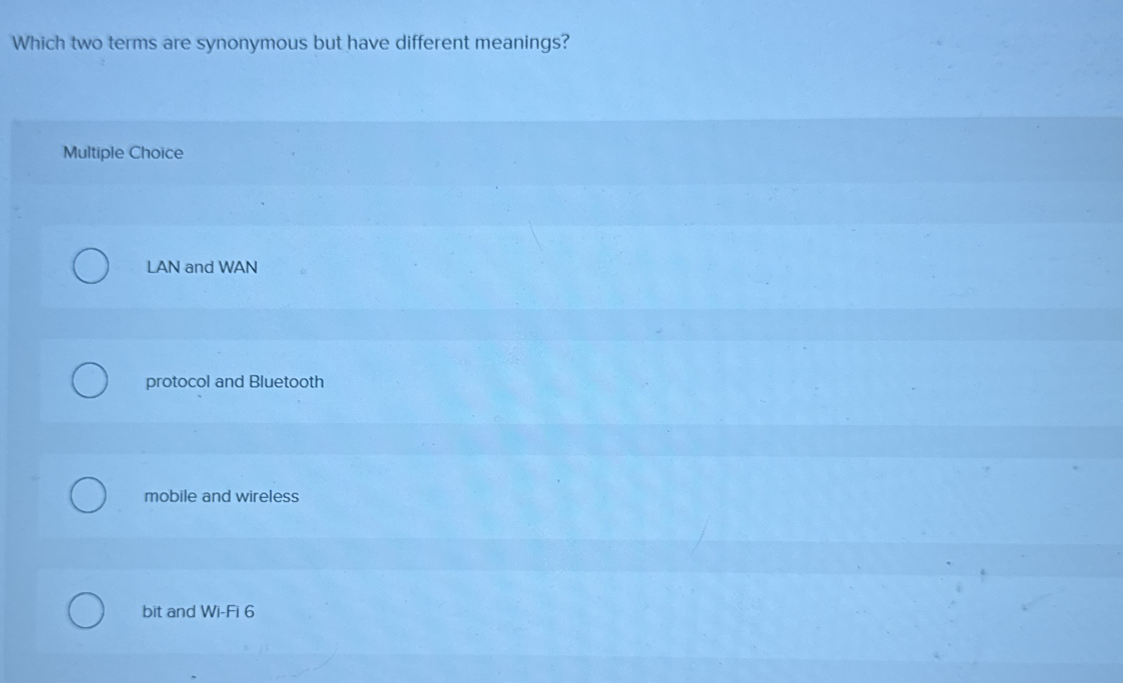 Which two terms are synonymous but have different