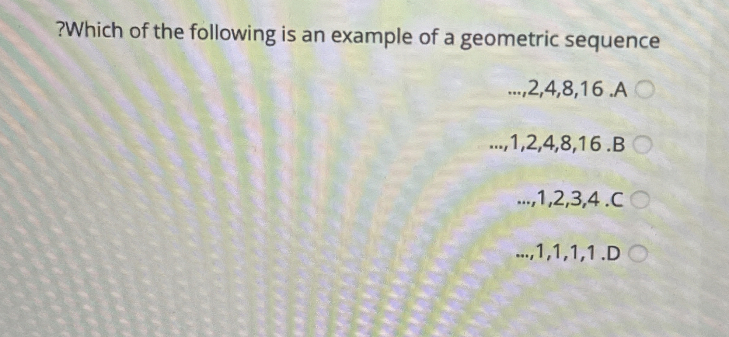 ? Which of the following is an example of a