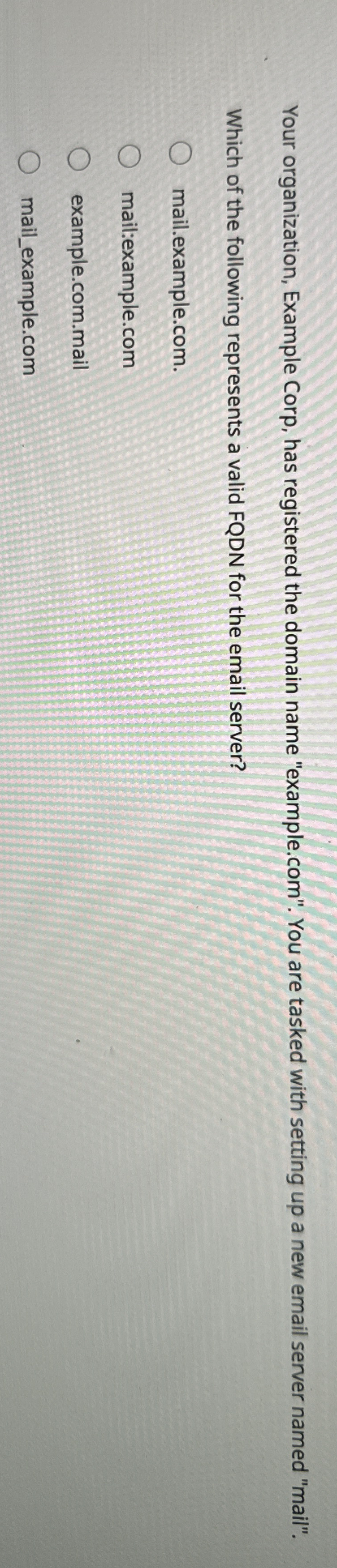 Your organization, Example Corp, has registered