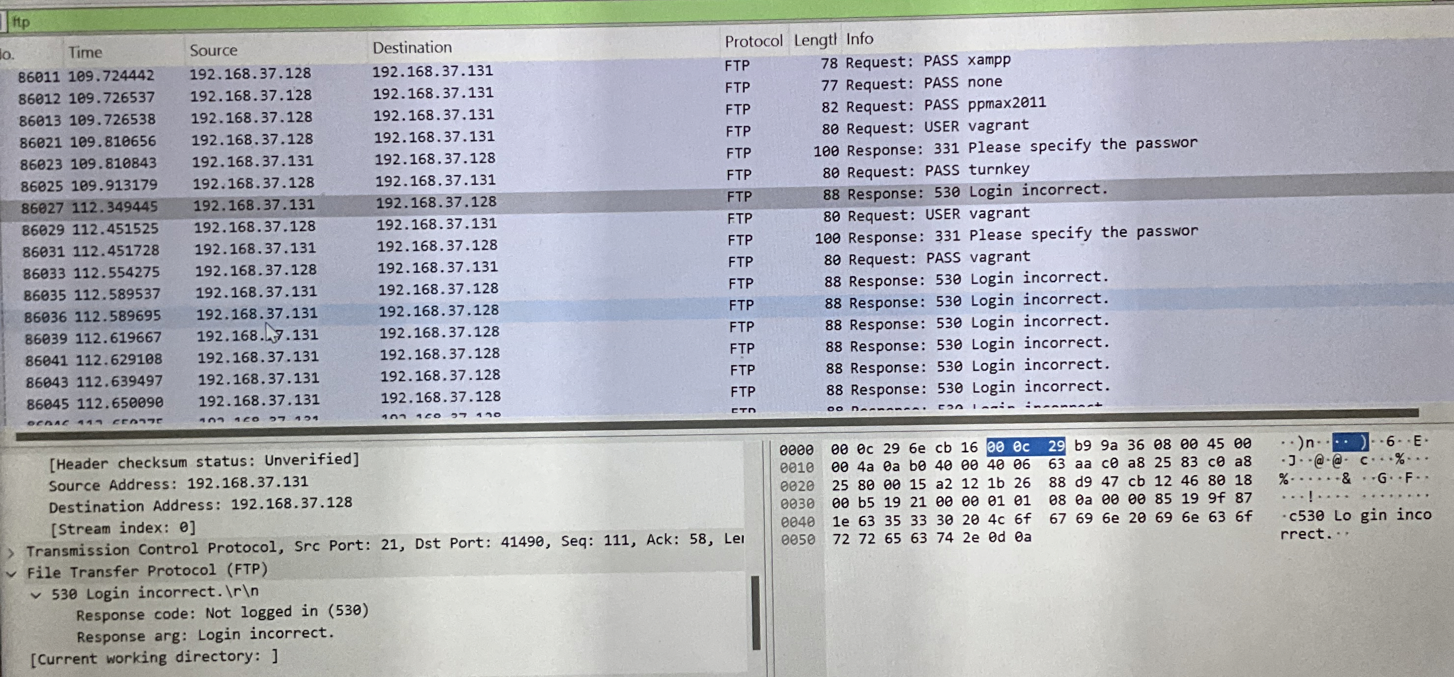 What are the IP addresses of the FTP client and